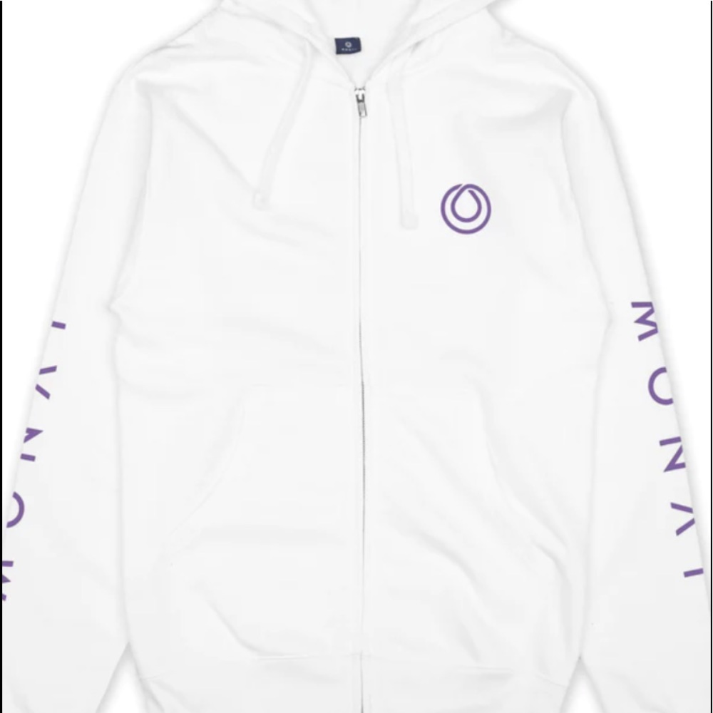 Monat white zip up hoodie